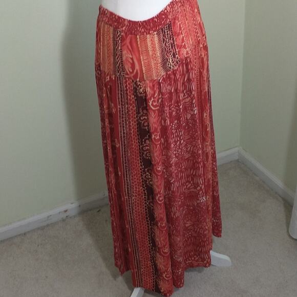 Rabbit Rabbit Rabbit Maxi Skirt Women's Sz 12 Multicolor Boho Floral Slit panels - Picture 9 of 12